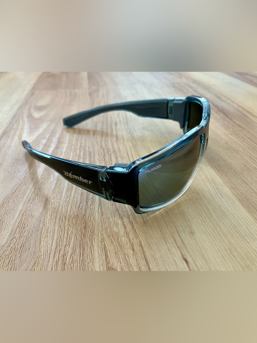 Bomber Polarized Shield Sunglasses; 3 Knicks on Right Lense-See Last Photo